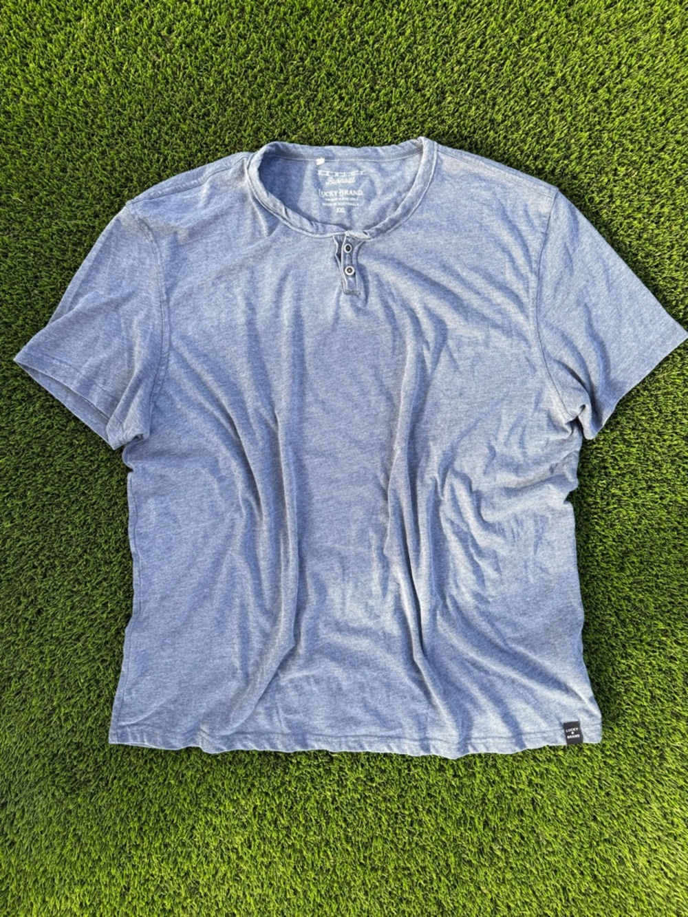 Lucky Brand Light Blue Henley Short-Sleeve Shirt
